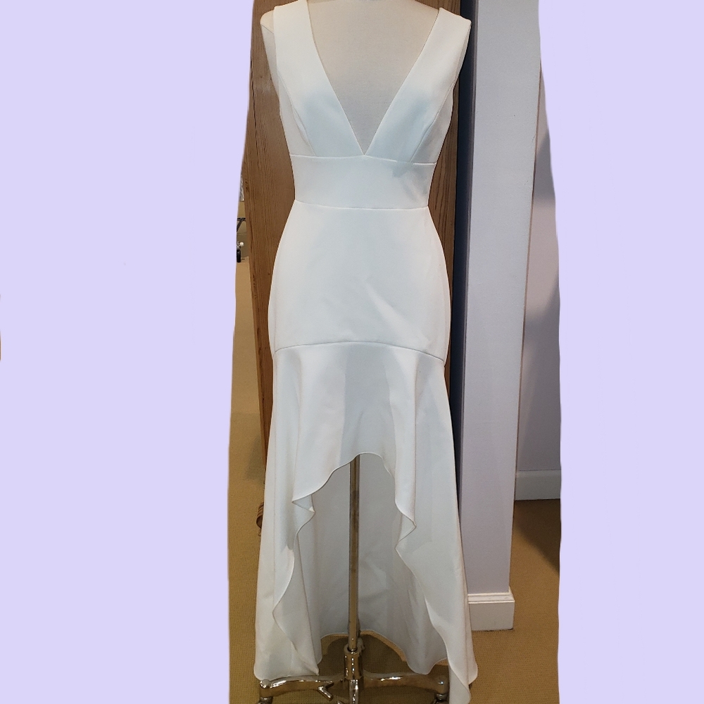 BCBG White High Low Dress